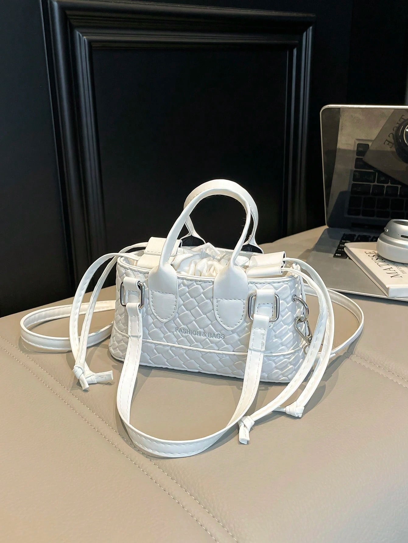 Crocodile Embossed Bucket Bag Mini Drawstring Design Funky