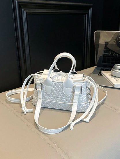 Crocodile Embossed Bucket Bag Mini Drawstring Design Funky