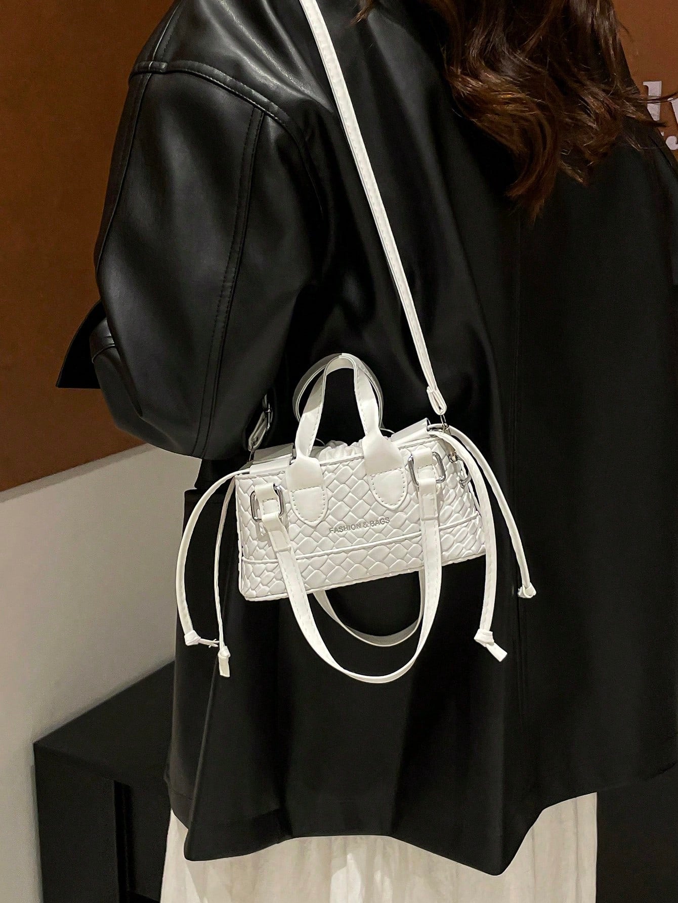 Crocodile Embossed Bucket Bag Mini Drawstring Design Funky