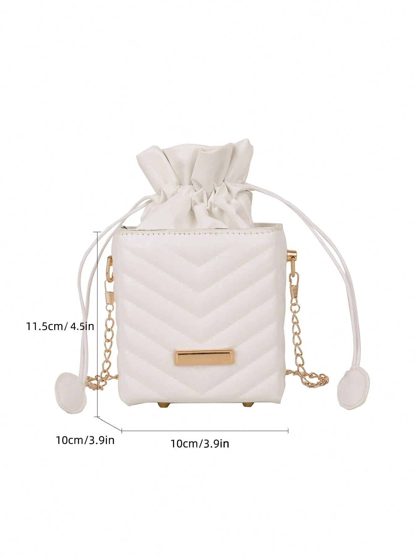 Women's Drawstring Closure Square Mini Chain Crossbody Bag