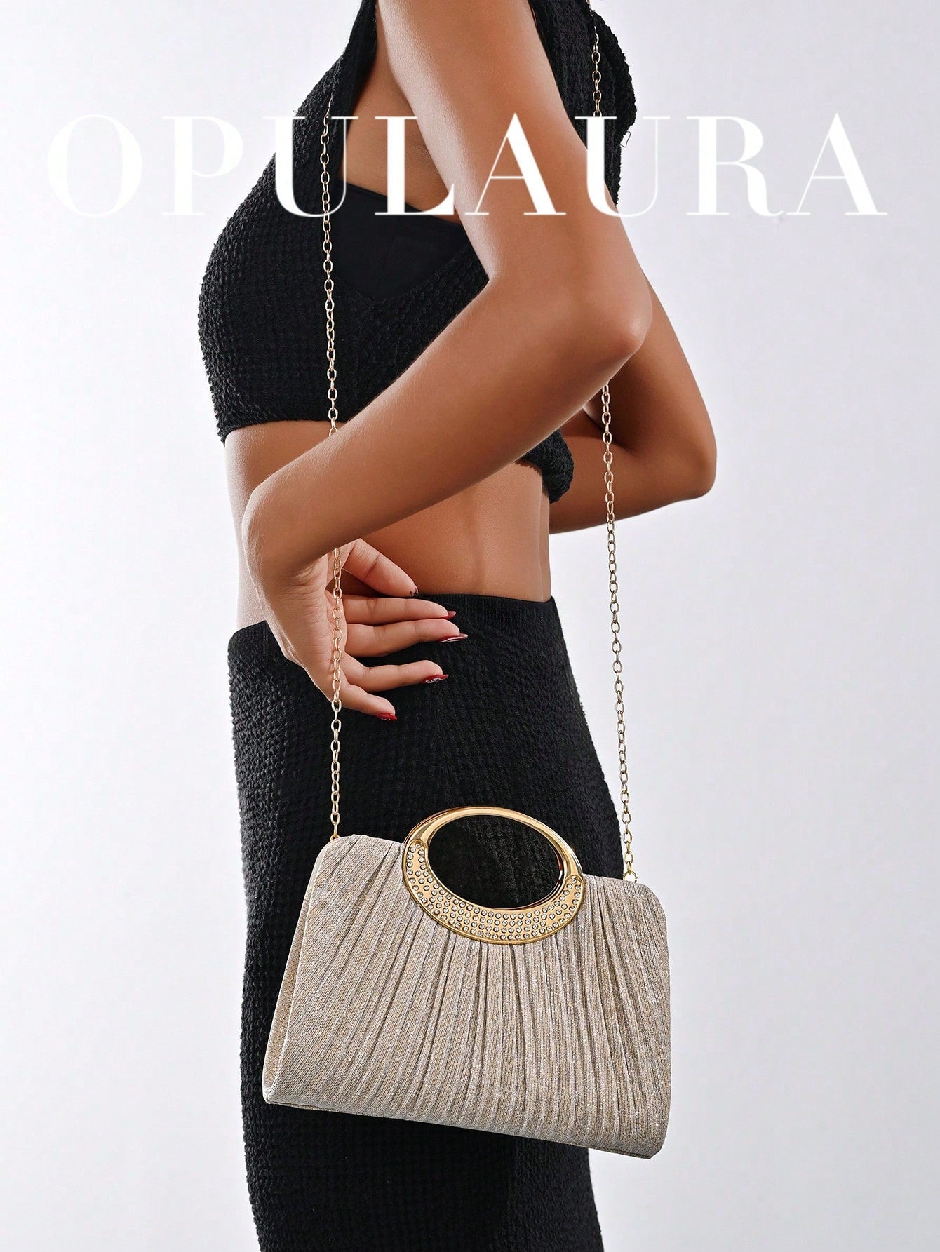 OpulAura Women's Fashion Sparkling Crystal Rhinestone Evening Clutch Bag, Glitzy Luxury Diamond Studded Formal Dress Purse, Suitable For Gala, Party, Birthday, Wedding, As Birthday Gift