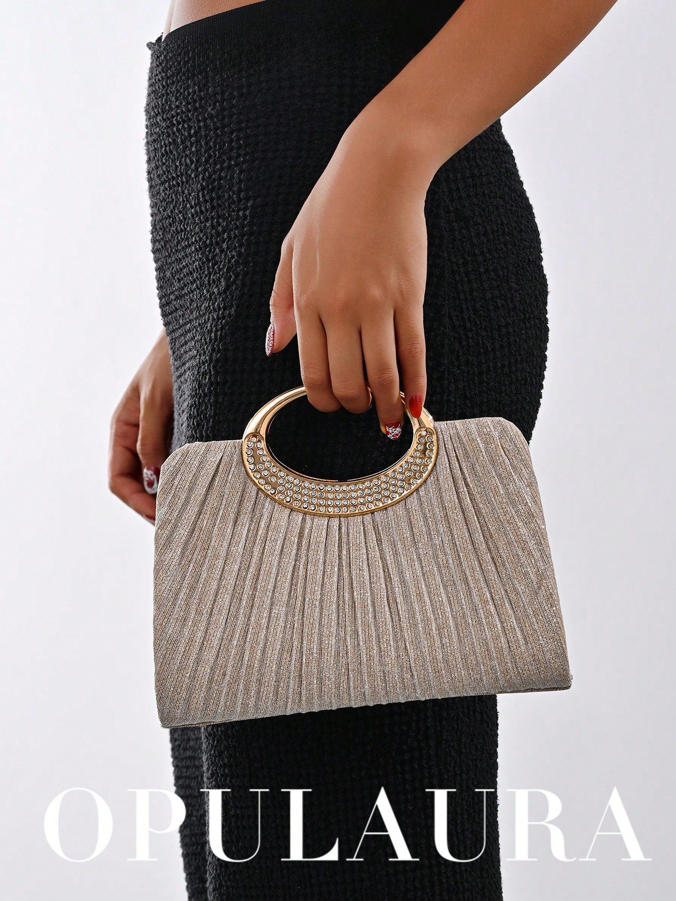 OpulAura Women's Fashion Sparkling Crystal Rhinestone Evening Clutch Bag, Glitzy Luxury Diamond Studded Formal Dress Purse, Suitable For Gala, Party, Birthday, Wedding, As Birthday Gift