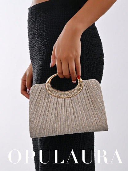 OpulAura Women's Fashion Sparkling Crystal Rhinestone Evening Clutch Bag, Glitzy Luxury Diamond Studded Formal Dress Purse, Suitable For Gala, Party, Birthday, Wedding, As Birthday Gift