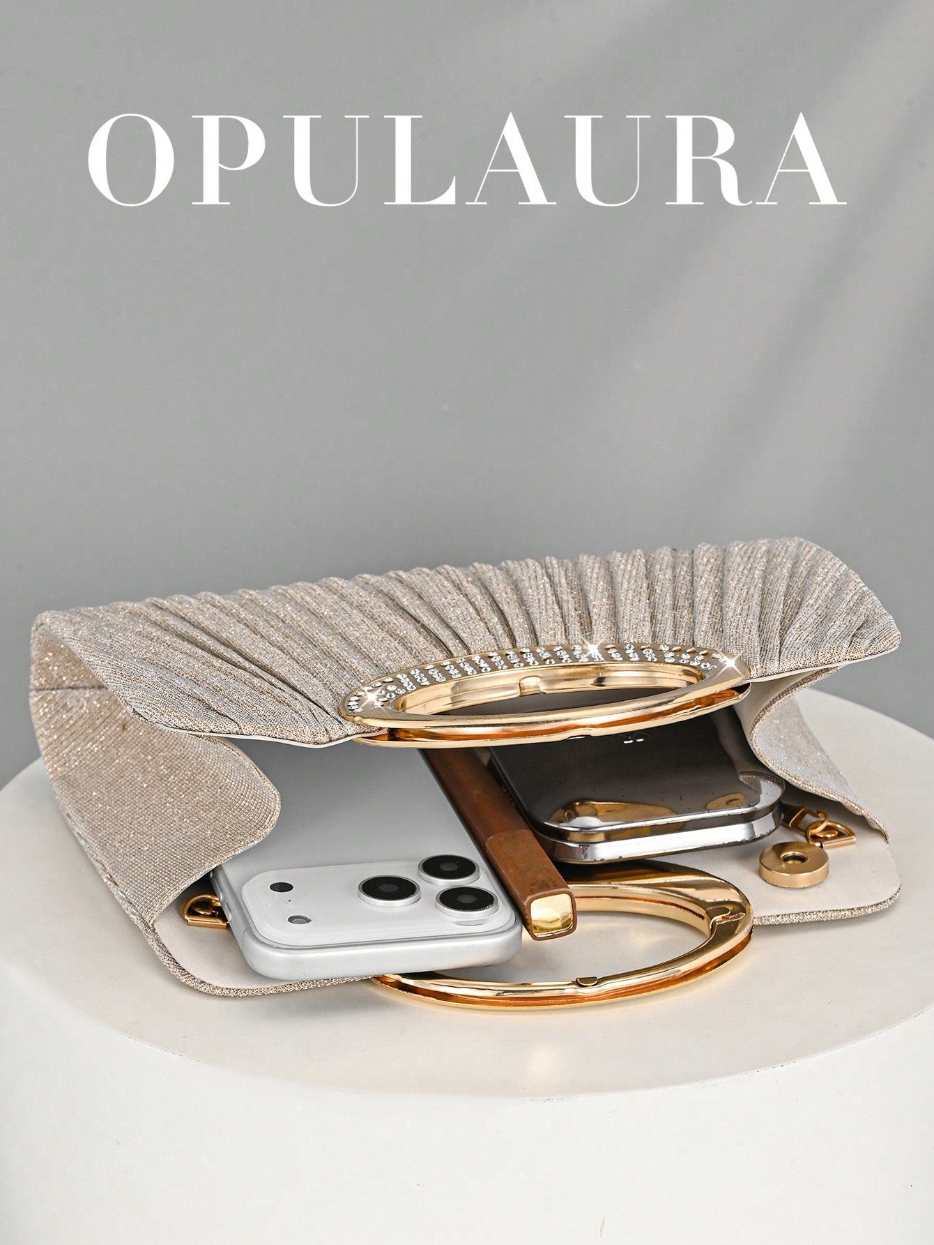 OpulAura Women's Fashion Sparkling Crystal Rhinestone Evening Clutch Bag, Glitzy Luxury Diamond Studded Formal Dress Purse, Suitable For Gala, Party, Birthday, Wedding, As Birthday Gift