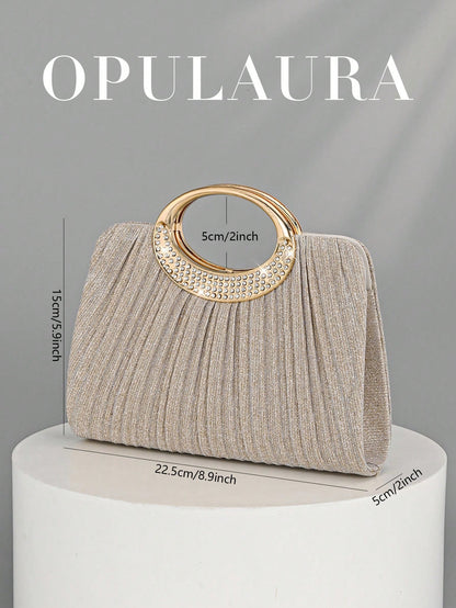 OpulAura Women's Fashion Sparkling Crystal Rhinestone Evening Clutch Bag, Glitzy Luxury Diamond Studded Formal Dress Purse, Suitable For Gala, Party, Birthday, Wedding, As Birthday Gift