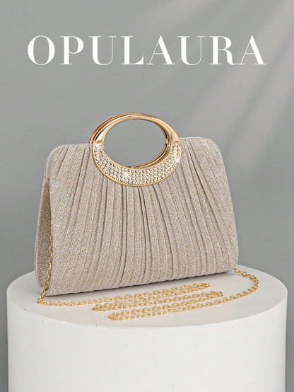 OpulAura Women's Fashion Sparkling Crystal Rhinestone Evening Clutch Bag, Glitzy Luxury Diamond Studded Formal Dress Purse, Suitable For Gala, Party, Birthday, Wedding, As Birthday Gift