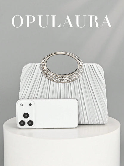 OpulAura Women's Fashion Sparkling Crystal Rhinestone Evening Clutch Bag, Glitzy Luxury Diamond Studded Formal Dress Purse, Suitable For Gala, Party, Birthday, Wedding, As Birthday Gift