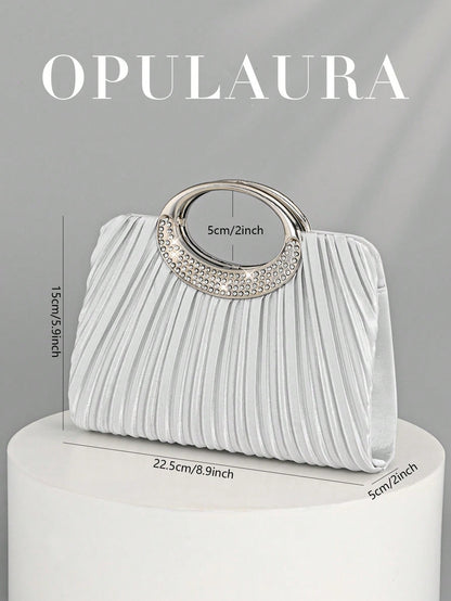 OpulAura Women's Fashion Sparkling Crystal Rhinestone Evening Clutch Bag, Glitzy Luxury Diamond Studded Formal Dress Purse, Suitable For Gala, Party, Birthday, Wedding, As Birthday Gift