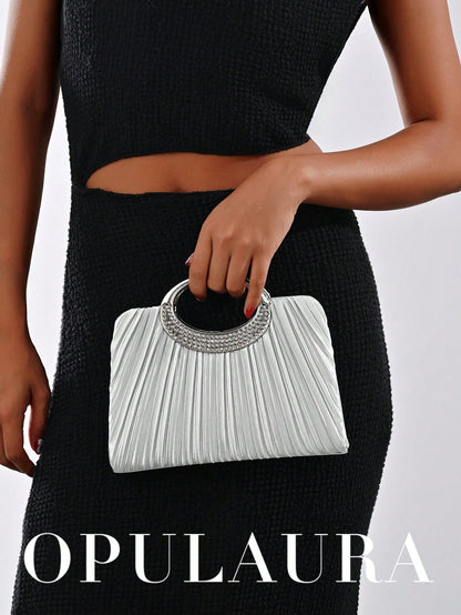 OpulAura Women's Fashion Sparkling Crystal Rhinestone Evening Clutch Bag, Glitzy Luxury Diamond Studded Formal Dress Purse, Suitable For Gala, Party, Birthday, Wedding, As Birthday Gift