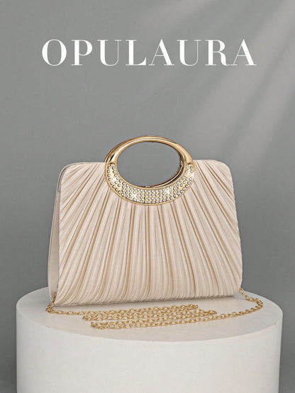 OpulAura Women's Fashion Sparkling Crystal Rhinestone Evening Clutch Bag, Glitzy Luxury Diamond Studded Formal Dress Purse, Suitable For Gala, Party, Birthday, Wedding, As Birthday Gift