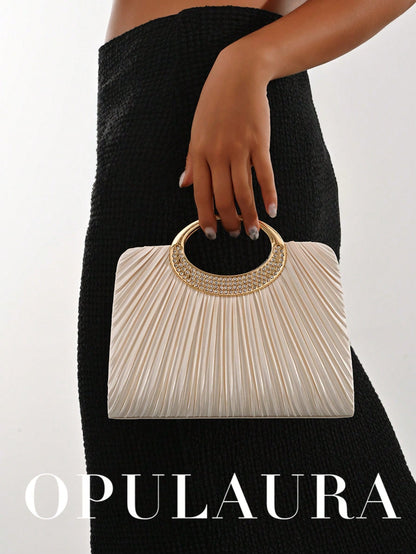 OpulAura Women's Fashion Sparkling Crystal Rhinestone Evening Clutch Bag, Glitzy Luxury Diamond Studded Formal Dress Purse, Suitable For Gala, Party, Birthday, Wedding, As Birthday Gift