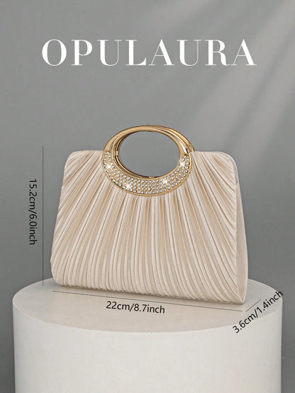 OpulAura Women's Fashion Sparkling Crystal Rhinestone Evening Clutch Bag, Glitzy Luxury Diamond Studded Formal Dress Purse, Suitable For Gala, Party, Birthday, Wedding, As Birthday Gift