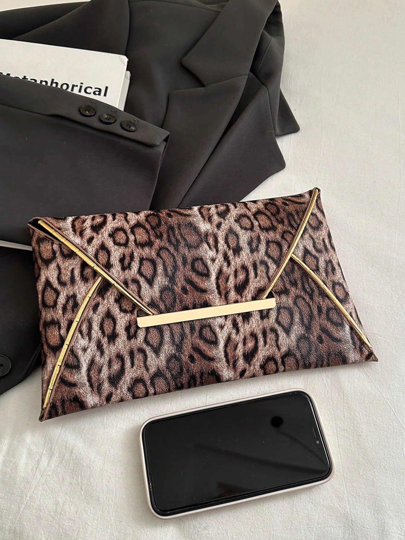 Crocodile Print, Snake Print, Solid Color, Minimalist, Fashionable, Casual PU Clutch, Envelope Bag, Fashionable Clutch Bags For Woman