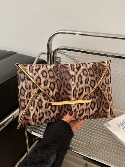 Crocodile Print, Snake Print, Solid Color, Minimalist, Fashionable, Casual PU Clutch, Envelope Bag, Fashionable Clutch Bags For Woman