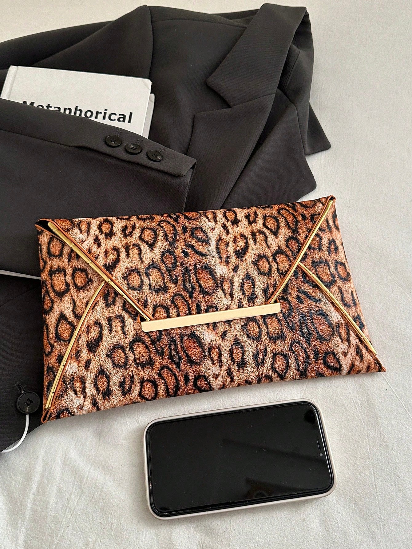 Crocodile Print, Snake Print, Solid Color, Minimalist, Fashionable, Casual PU Clutch, Envelope Bag, Fashionable Clutch Bags For Woman