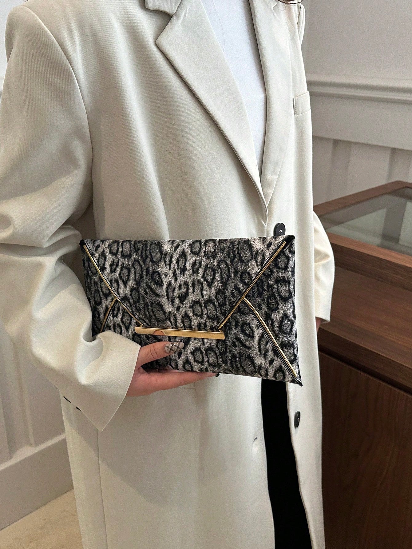 Crocodile Print, Snake Print, Solid Color, Minimalist, Fashionable, Casual PU Clutch, Envelope Bag, Fashionable Clutch Bags For Woman