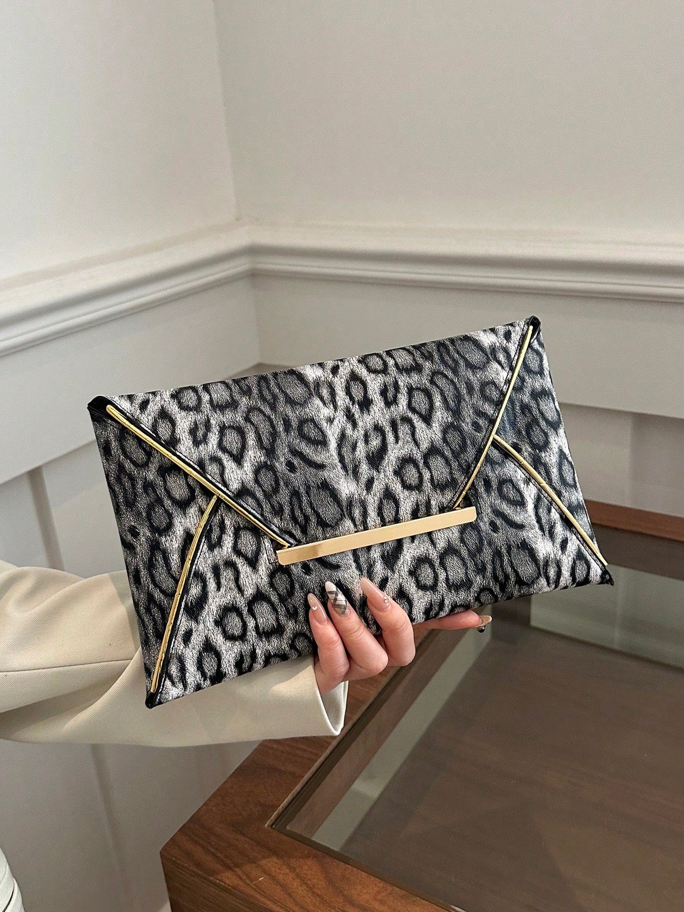 Crocodile Print, Snake Print, Solid Color, Minimalist, Fashionable, Casual PU Clutch, Envelope Bag, Fashionable Clutch Bags For Woman