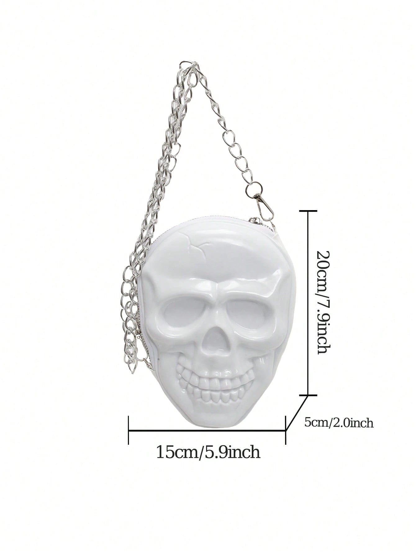 BAILEE 1 Pc Fashionable Personalized Punk Style And Cool Halloween Theme Solid Color Silicone Skull Bag With Zipper Closure And Metal Chain Design For Women's Crossbody Bag For Halloween Themed Party&Halloween Costume Matching&Halloween Gift