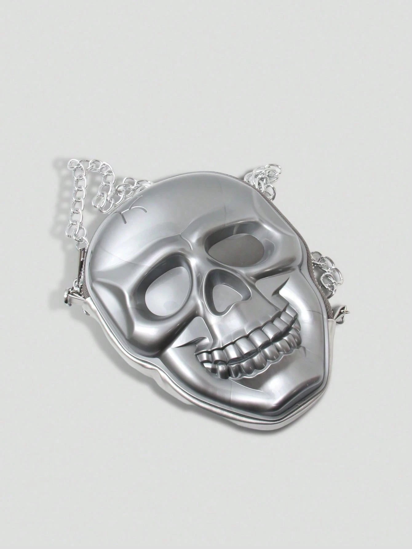 BAILEE 1 Pc Fashionable Personalized Punk Style And Cool Halloween Theme Solid Color Silicone Skull Bag With Zipper Closure And Metal Chain Design For Women's Crossbody Bag For Halloween Themed Party&Halloween Costume Matching&Halloween Gift