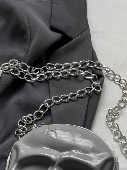 BAILEE 1 Pc Fashionable Personalized Punk Style And Cool Halloween Theme Solid Color Silicone Skull Bag With Zipper Closure And Metal Chain Design For Women's Crossbody Bag For Halloween Themed Party&Halloween Costume Matching&Halloween Gift