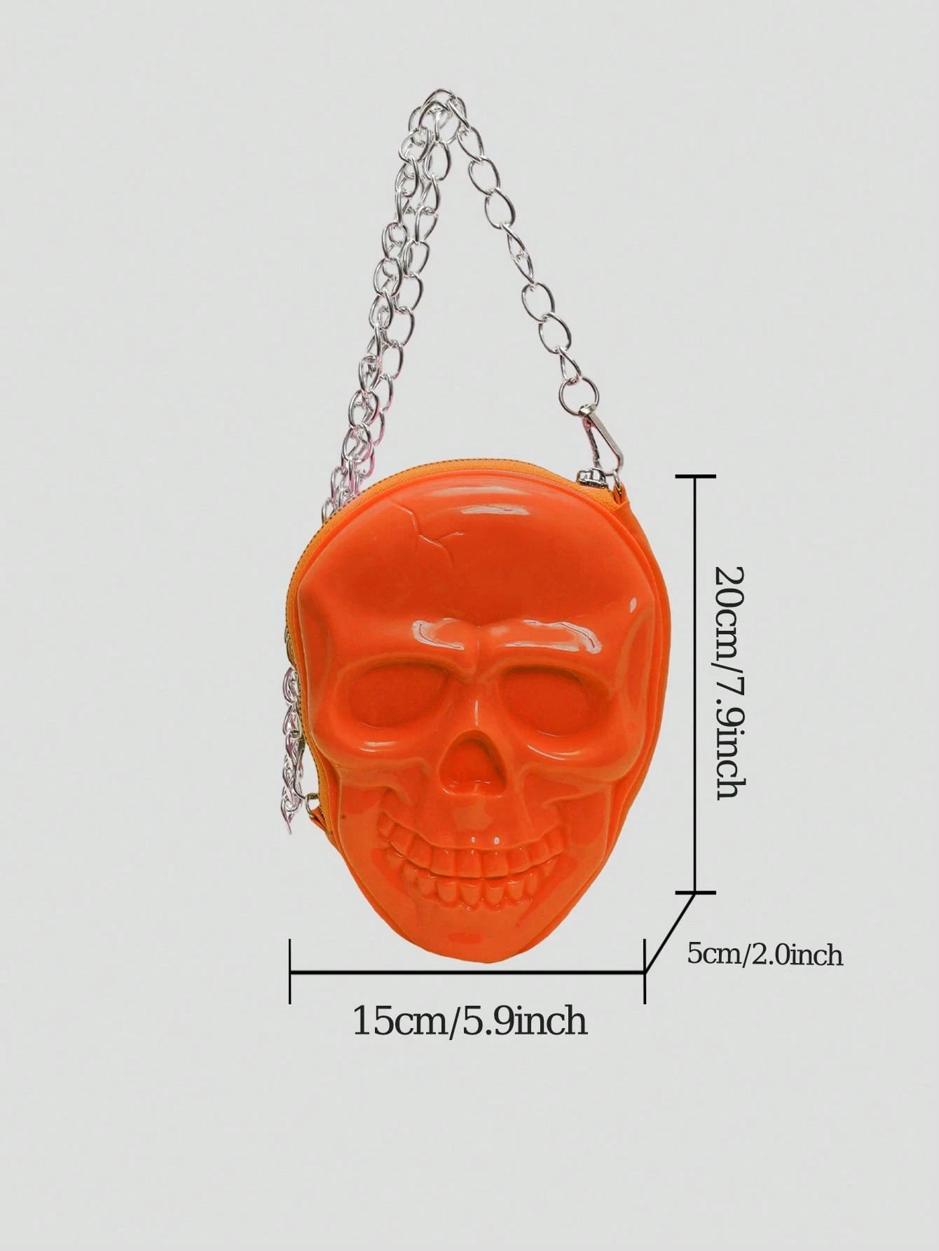BAILEE 1 Pc Fashionable Personalized Punk Style And Cool Halloween Theme Solid Color Silicone Skull Bag With Zipper Closure And Metal Chain Design For Women's Crossbody Bag For Halloween Themed Party&Halloween Costume Matching&Halloween Gift
