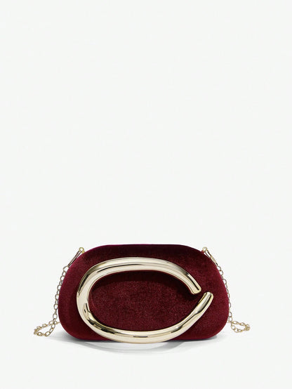 SHEIN BAE Women's Fashionable Metallic Effect Evening Party Clutch Bag, Perfectly Matching With Bridal Party, Party Bags,Perfect For Party Wedding Prom Dinner/Banquet Matching With Holiday Party Dress Evening Dress & Sequin Dress