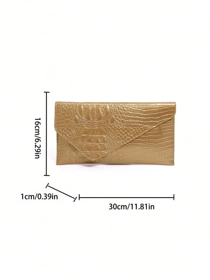 Crocodile Print, Snake Print, Solid Color, Minimalist, Fashionable, Casual PU Clutch, Envelope Bag, Fashionable Clutch Bags For Woman