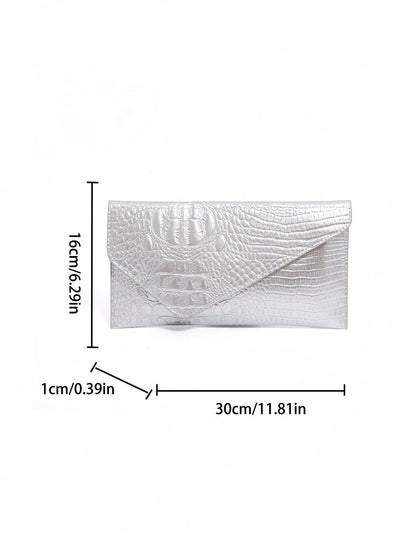Crocodile Print, Snake Print, Solid Color, Minimalist, Fashionable, Casual PU Clutch, Envelope Bag, Fashionable Clutch Bags For Woman