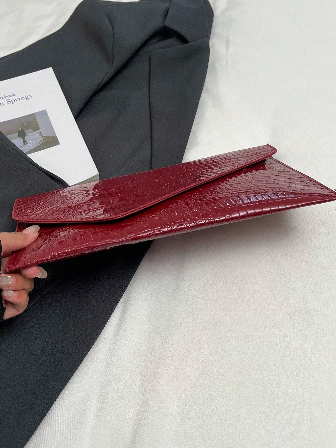 Crocodile Print, Snake Print, Solid Color, Minimalist, Fashionable, Casual PU Clutch, Envelope Bag, Fashionable Clutch Bags For Woman