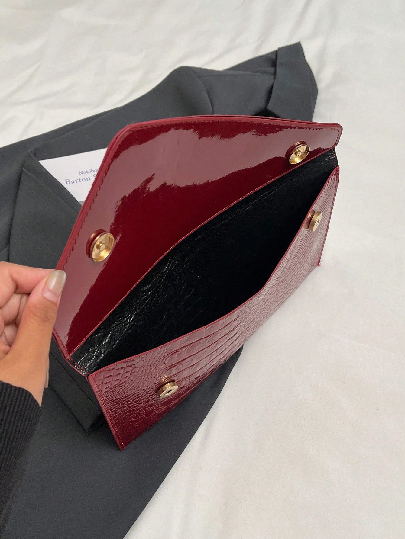 Crocodile Print, Snake Print, Solid Color, Minimalist, Fashionable, Casual PU Clutch, Envelope Bag, Fashionable Clutch Bags For Woman