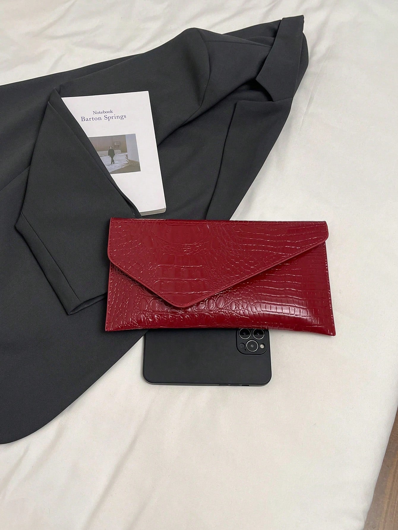 Crocodile Print, Snake Print, Solid Color, Minimalist, Fashionable, Casual PU Clutch, Envelope Bag, Fashionable Clutch Bags For Woman