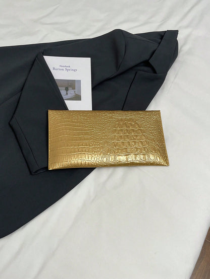 Crocodile Print, Snake Print, Solid Color, Minimalist, Fashionable, Casual PU Clutch, Envelope Bag, Fashionable Clutch Bags For Woman