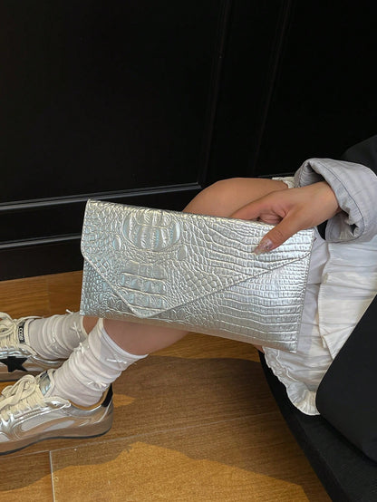 Crocodile Print, Snake Print, Solid Color, Minimalist, Fashionable, Casual PU Clutch, Envelope Bag, Fashionable Clutch Bags For Woman