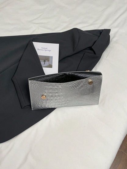Crocodile Print, Snake Print, Solid Color, Minimalist, Fashionable, Casual PU Clutch, Envelope Bag, Fashionable Clutch Bags For Woman