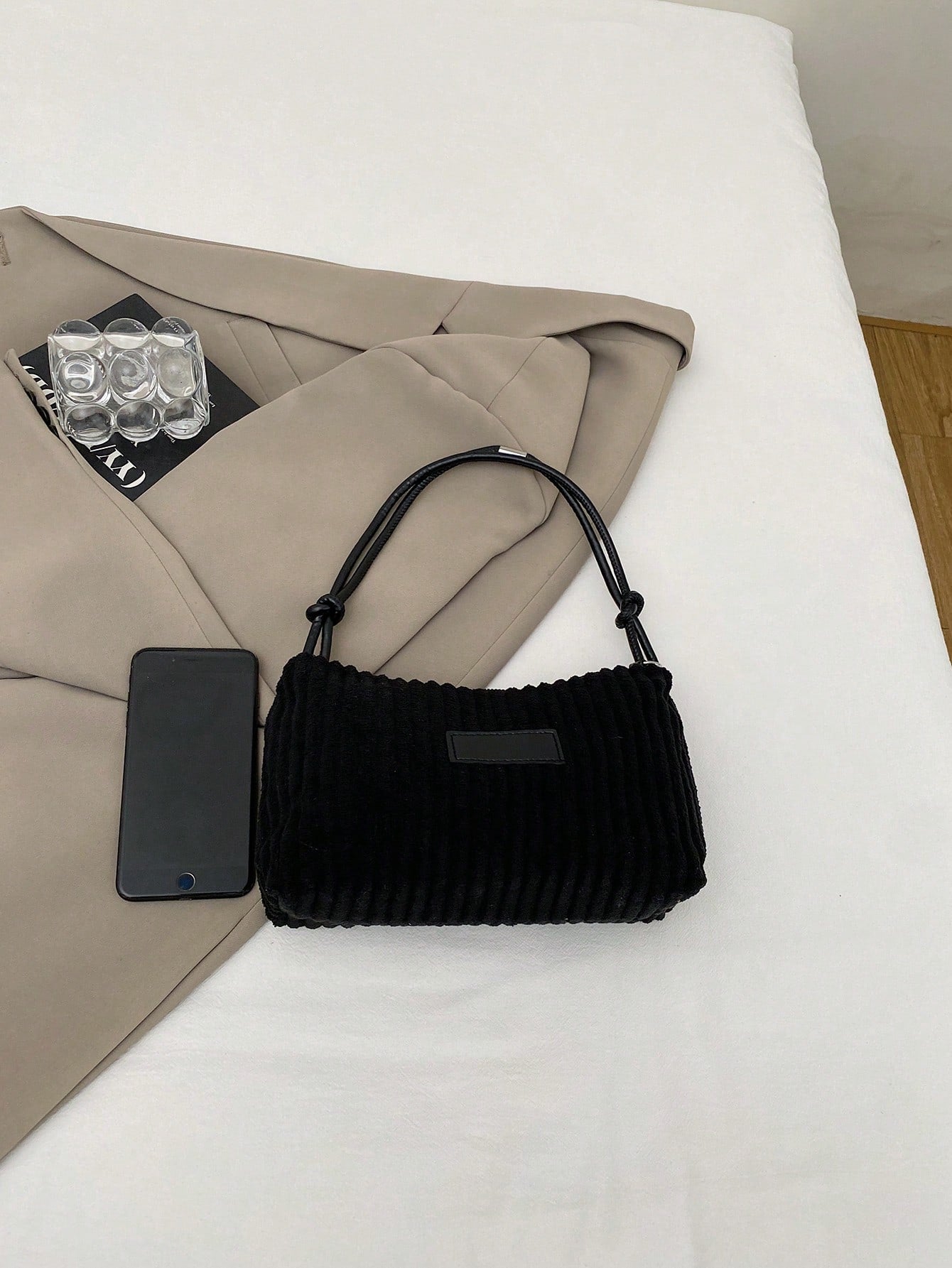 1pc Gold-Tone Glittery Crescent Moon Shape PVC Shoulder Bag For Women