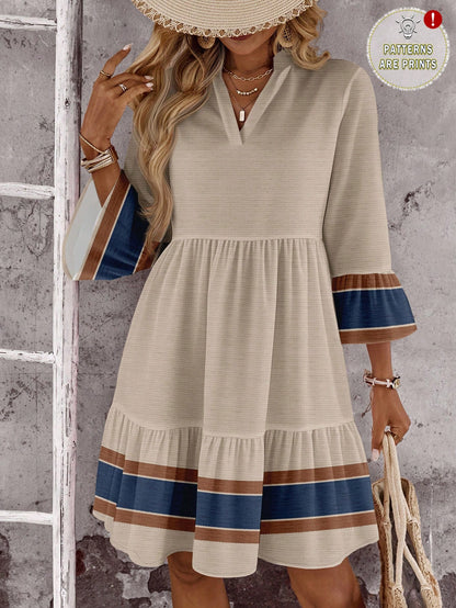 EMERY ROSE Women's Floral Print Cutout V-Neck Ruffled Hem Long Sleeve Mini Dress,Summer Dresses For Women