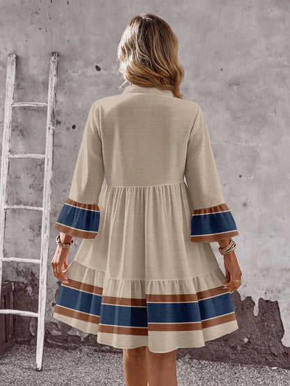 EMERY ROSE Women's Floral Print Cutout V-Neck Ruffled Hem Long Sleeve Mini Dress,Summer Dresses For Women