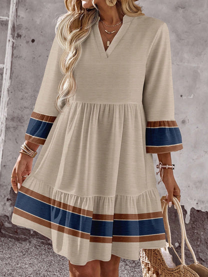 EMERY ROSE Women's Floral Print Cutout V-Neck Ruffled Hem Long Sleeve Mini Dress,Summer Dresses For Women